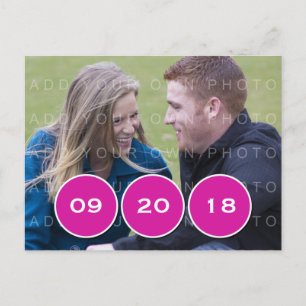 Pink Modern Circles Photo Save the Date Postcard