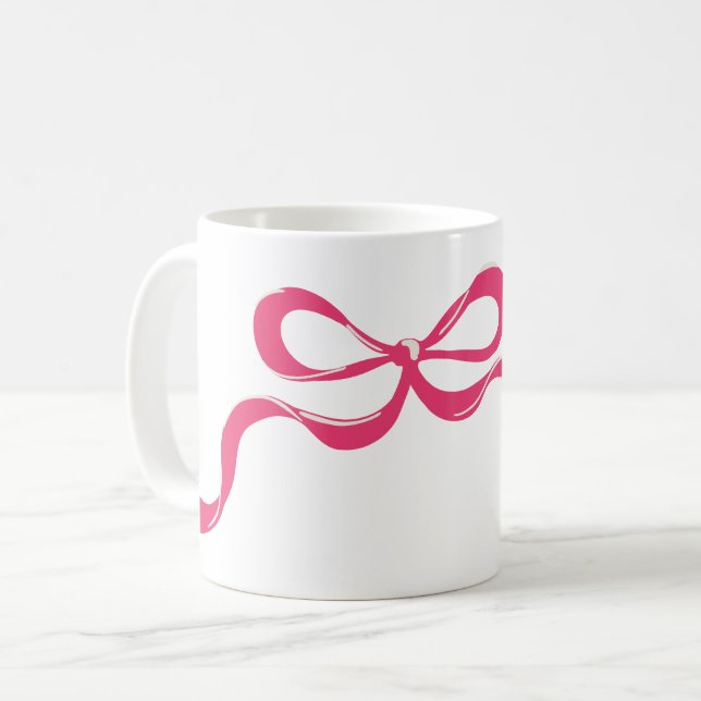 Pink Modern Classic Bows Holiday  Coffee Mug (Front Left)