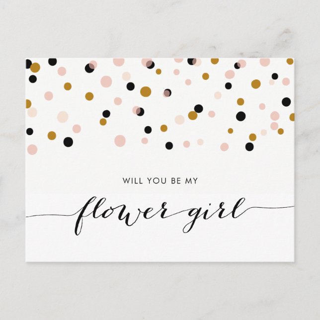 Pink Modern Confetti Will You Be My Flower Girl Invitation Postcard (Front)