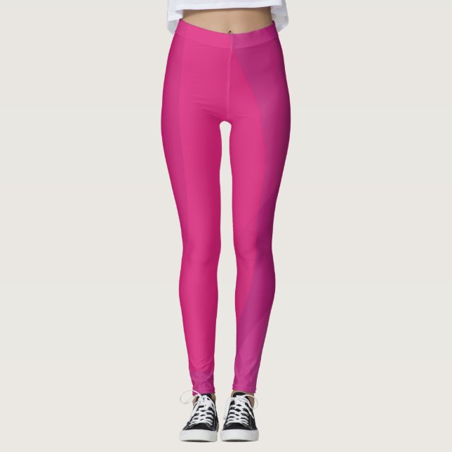 Pink, modern, cool, trendy urban wavy illustration leggings (Front)