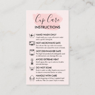 Pink Modern Cup Cares Instructions Business Card