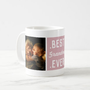 Pink Modern Custom 2 Photo Best Grandma Ever Mug