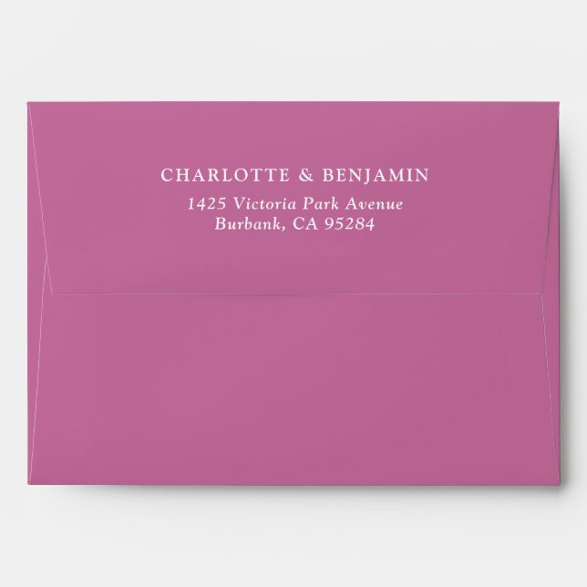 Pink Modern Custom Wedding 5.25x7.25 Envelope (Back (Top Flap))