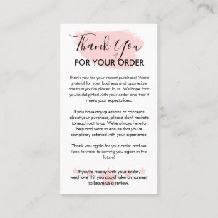 Pink Modern Customisable Logo Thank You for Order Business Card