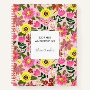 Pink modern daisy floral easter spring pattern notebook