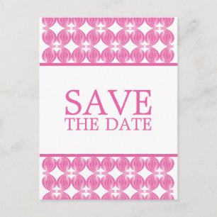 Pink Modern Deco Save the Date Postcard
