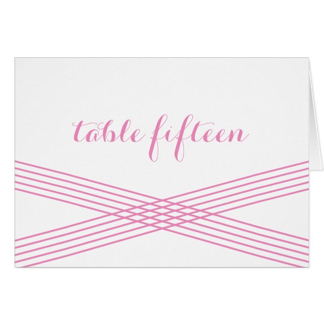 Pink Modern Deco Table Number Card (Front Horizontal)