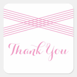 Pink Modern Deco Thank You Stickers