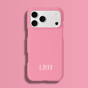 Pink Modern Double Layer Simple Initial Monogram  iPhone 15 Pro Case