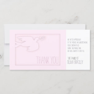 Pink Modern Dove Baby Custom Sympathy Thank You
