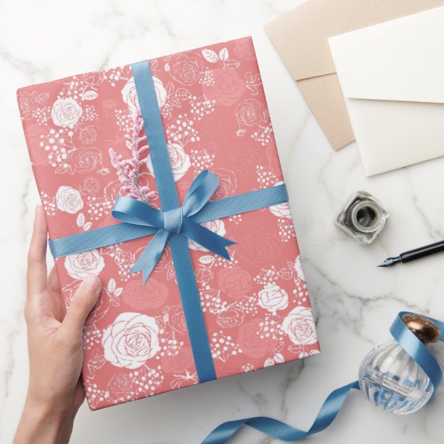 Pink | Modern & Elegant Floral Pattern Wrapping Paper (Gifting)