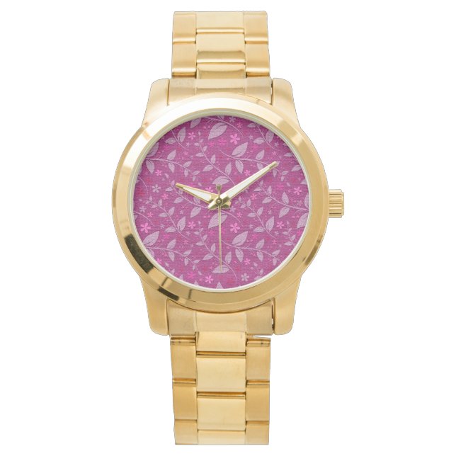 Pink Modern Elegant Popular Floral Watch (Front)