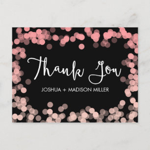 Pink Modern Elegant Wedding Thank You Postcard