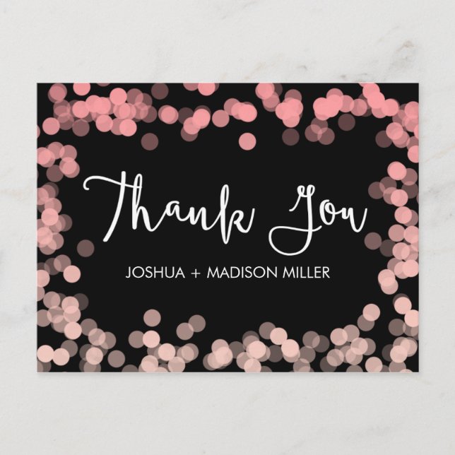 Pink Modern Elegant Wedding Thank You Postcard (Front)