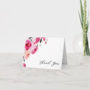 Pink Modern Floral Bat Mitzvah Thank You Card