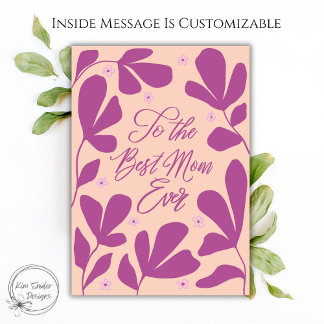 Pink Modern Floral Best Mum Ever Card