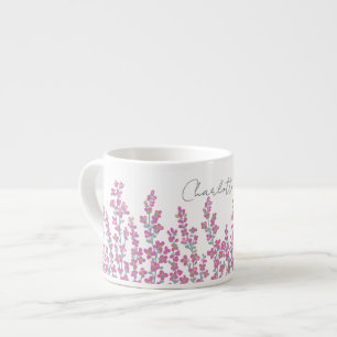Pink Modern Floral Blooms Espresso Cup