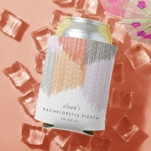 Pink Modern Fringe Bachelorette Party Can Cooler