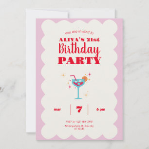 Pink Modern Fun Birthday Party Invitation