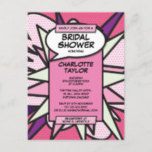 Pink Modern Fun Bridal Shower Comic Book