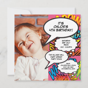 Pink Modern Fun Photo Birthday Party Any Age Invitation