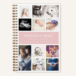 Pink Modern Gallery Ten Baby Photo Collage Notebook