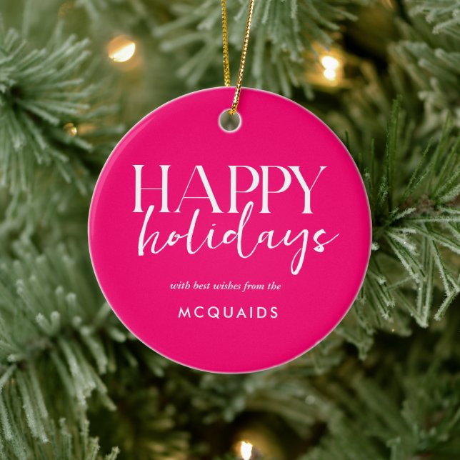 Pink Modern Geometric Christmas Ceramic Tree Decoration (Tree)