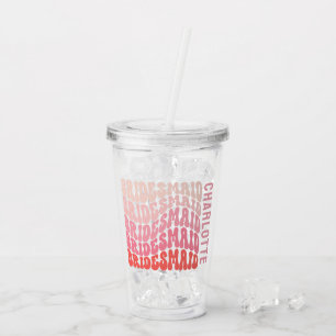 Pink modern girly retro 60's simple bridesmaid acrylic tumbler