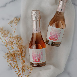 Pink modern girly retro 60's simple bridesmaid sparkling wine label