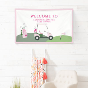 Pink Modern Golf Baby Shower  Banner
