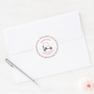 Pink Modern Golf Baby Shower  Classic Round Sticker