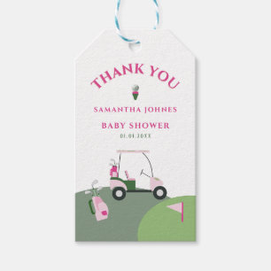 Pink Modern Golf Baby Shower  Gift Tags