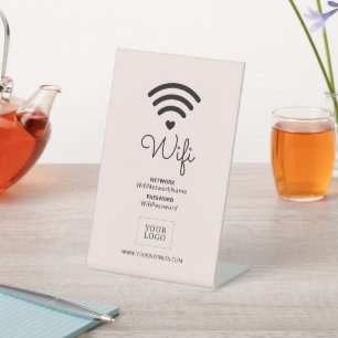 Pink Modern Heart Business Wifi Password Sign