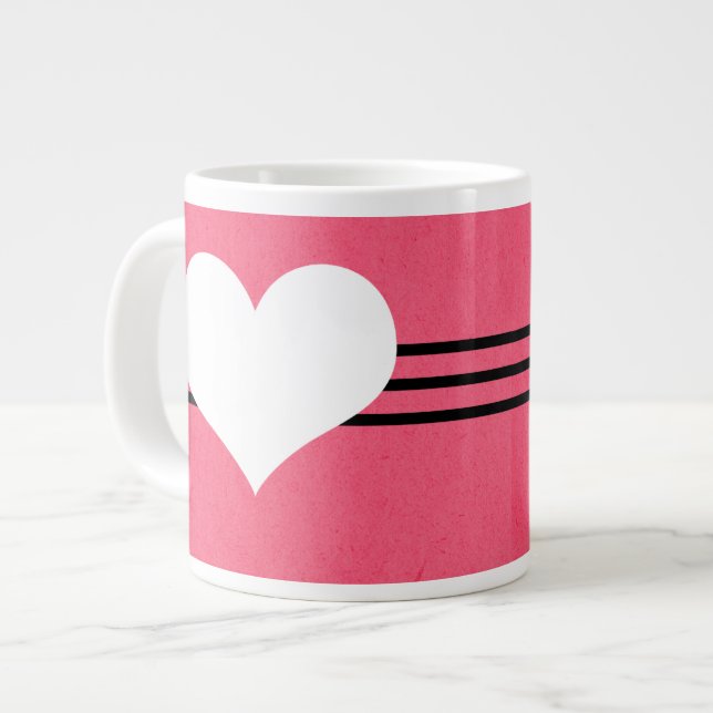 Pink Modern Heart Jumbo Mug (Front Left)