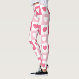 Pink Modern Heart Love Collection Leggings
