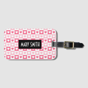 Pink Modern Heart Love Collection Luggage Tag