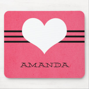 Pink Modern Heart Mousepad