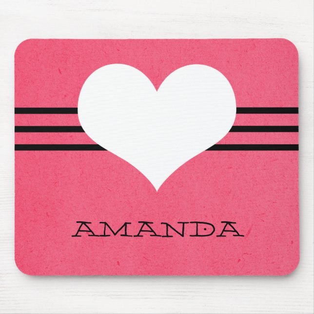 Pink Modern Heart Mousepad (Front)