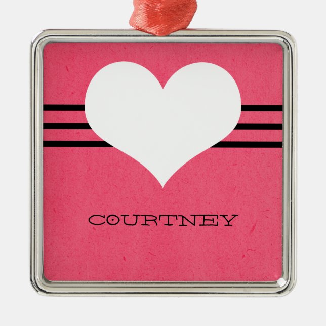 Pink Modern Heart Ornament (Front)