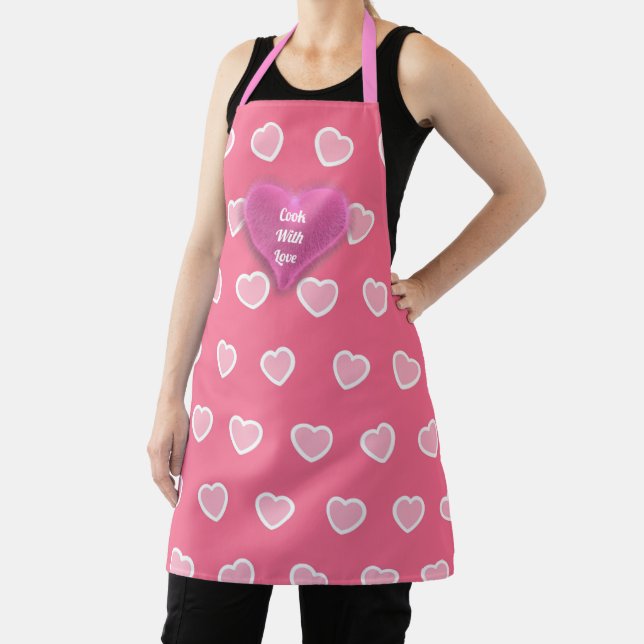 Pink Modern Heart Valentines Day Collection Apron (Insitu)
