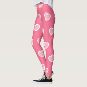 Pink Modern Heart Valentines Day Collection Leggings