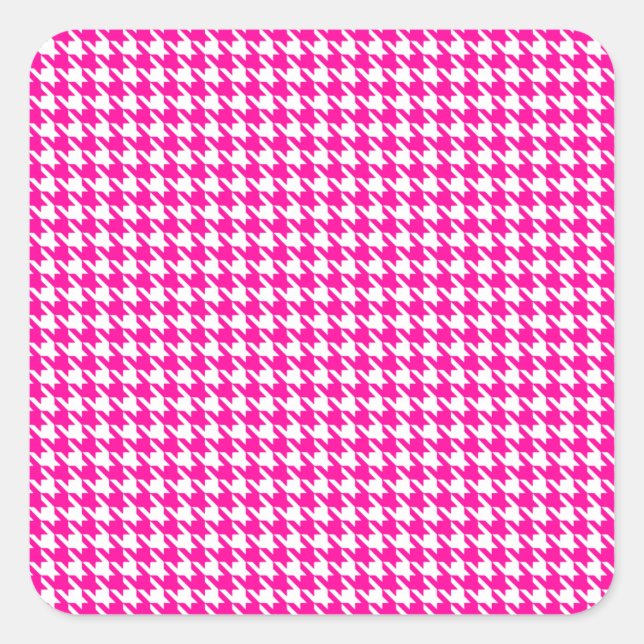 Pink Modern Houndstooth at Emporiomoffa Square Sticker (Front)