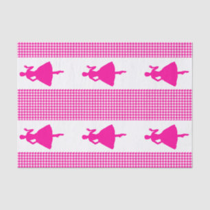 Pink Modern Houndstooth with Fashion Silhouette Tissue Paper