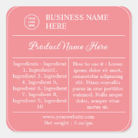 Pink Modern Ingredients Instructions Product Label