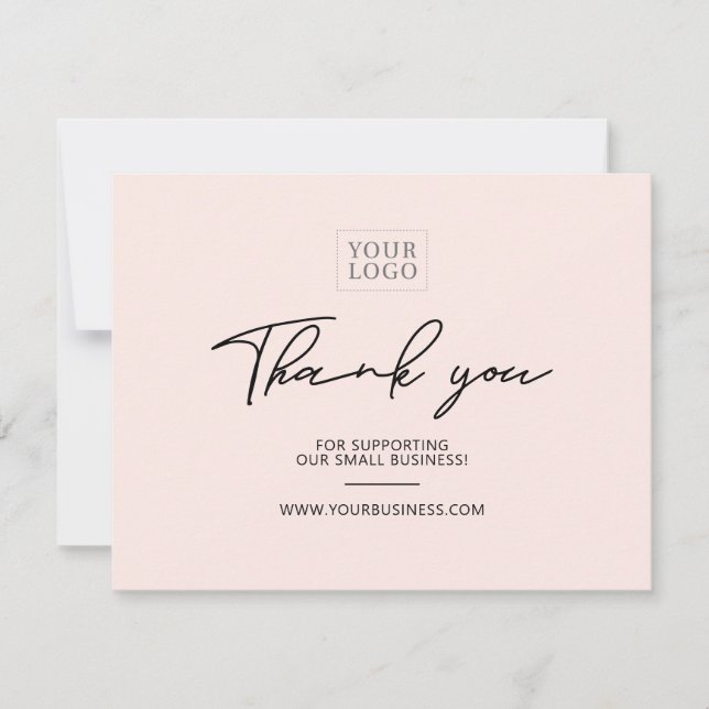 Pink | Modern Lettering Business Thank You Card (Front)