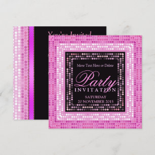 Pink Modern Lights Disco Dance Party Invitations