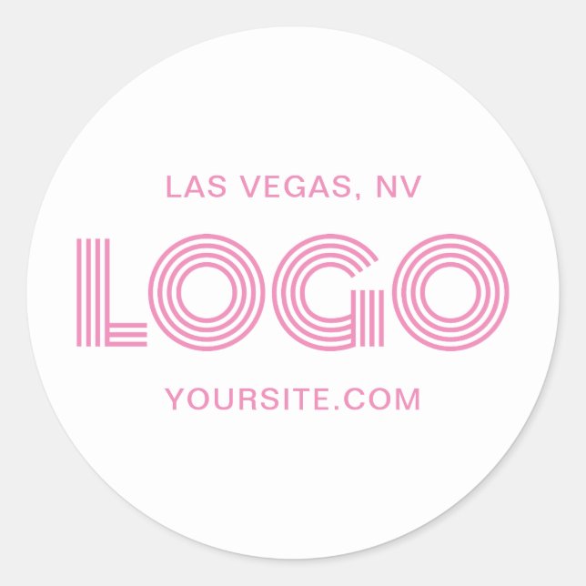 Pink Modern Logo Promo Classic Round Sticker (Front)