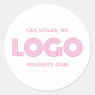 Pink Modern Logo Promo Classic Round Sticker