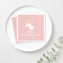 Pink Modern Magical Unicorn Kids Birthday Paper