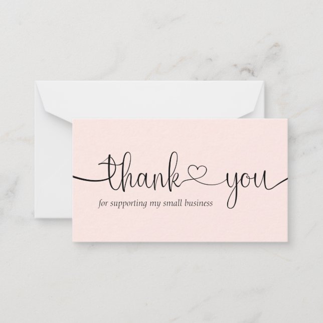 Pink Modern Minimal Small Business Thank You Card (Front)